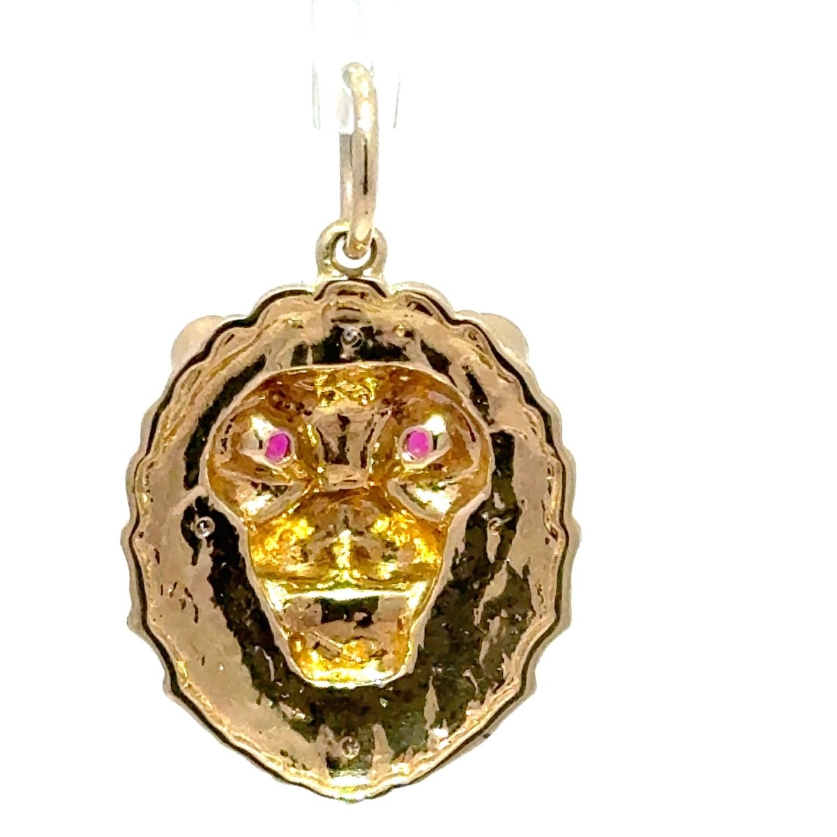 9ct Yellow Gold Lion Head Pendant with Ruby Eyes - Mega Cash Sydney