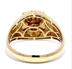 9ct Yellow Gold Lion Head Signet Ring with Diamond Eyes - Mega Cash Sydney
