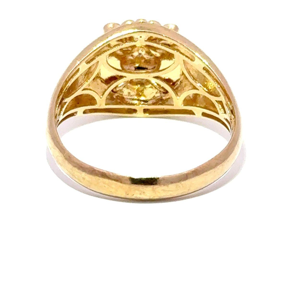 9ct Yellow Gold Lion Head Signet Ring with Ruby Eyes - Mega Cash Sydney