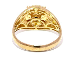 9ct Yellow Gold Lion Head Signet Ring with Ruby Eyes - Mega Cash Sydney