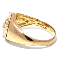 9ct Yellow Gold Lion Head Signet Ring with Ruby Eyes - Mega Cash Sydney