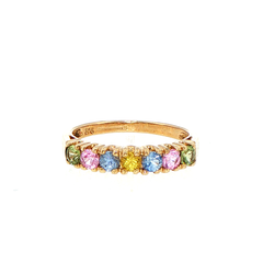 9ct Yellow Gold Multi-Colour Seven-Stone Ring - Mega Cash Sydney