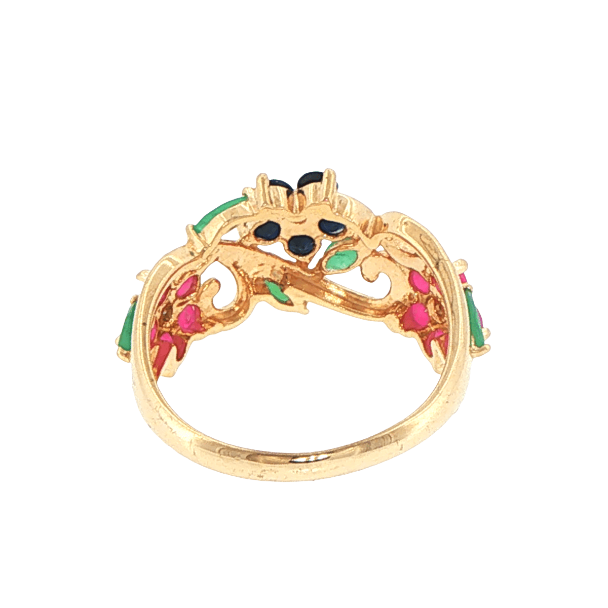 9ct Yellow Gold Multi Gemstone and Diamonds Flower Ring - Mega Cash Sydney