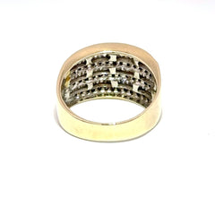 9ct Yellow Gold Multi - Row Diamond Band 11mm Ring - Mega Cash Sydney