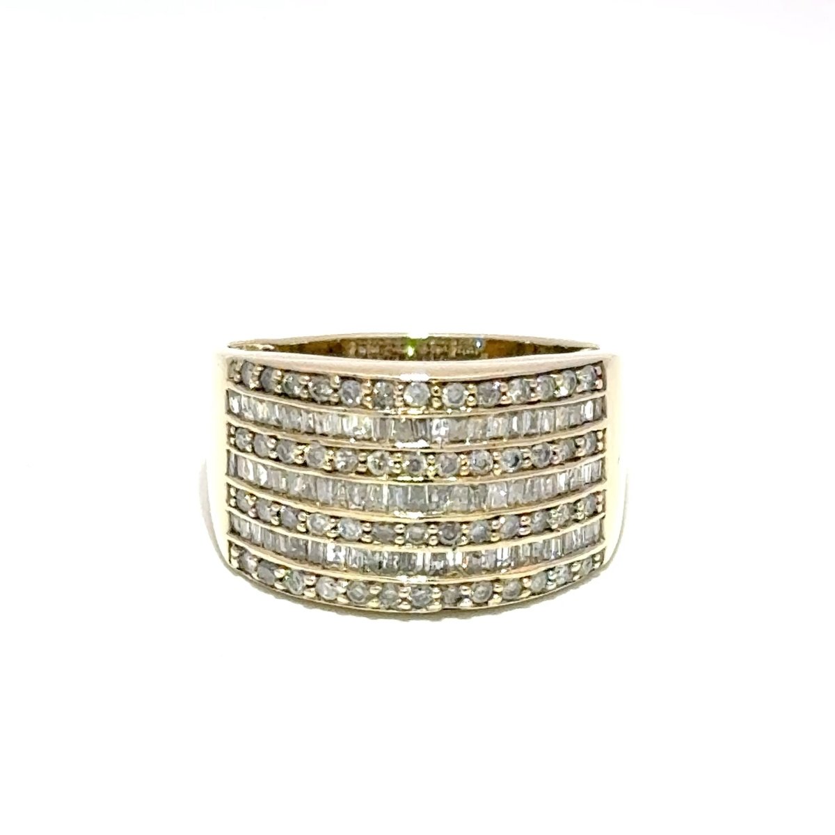 9ct Yellow Gold Multi - Row Diamond Band 11mm Ring - Mega Cash Sydney