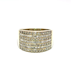 9ct Yellow Gold Multi - Row Diamond Band 11mm Ring - Mega Cash Sydney