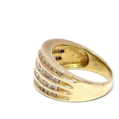9ct Yellow Gold Multi - Row Round and Baguette Diamond Band - Mega Cash Sydney