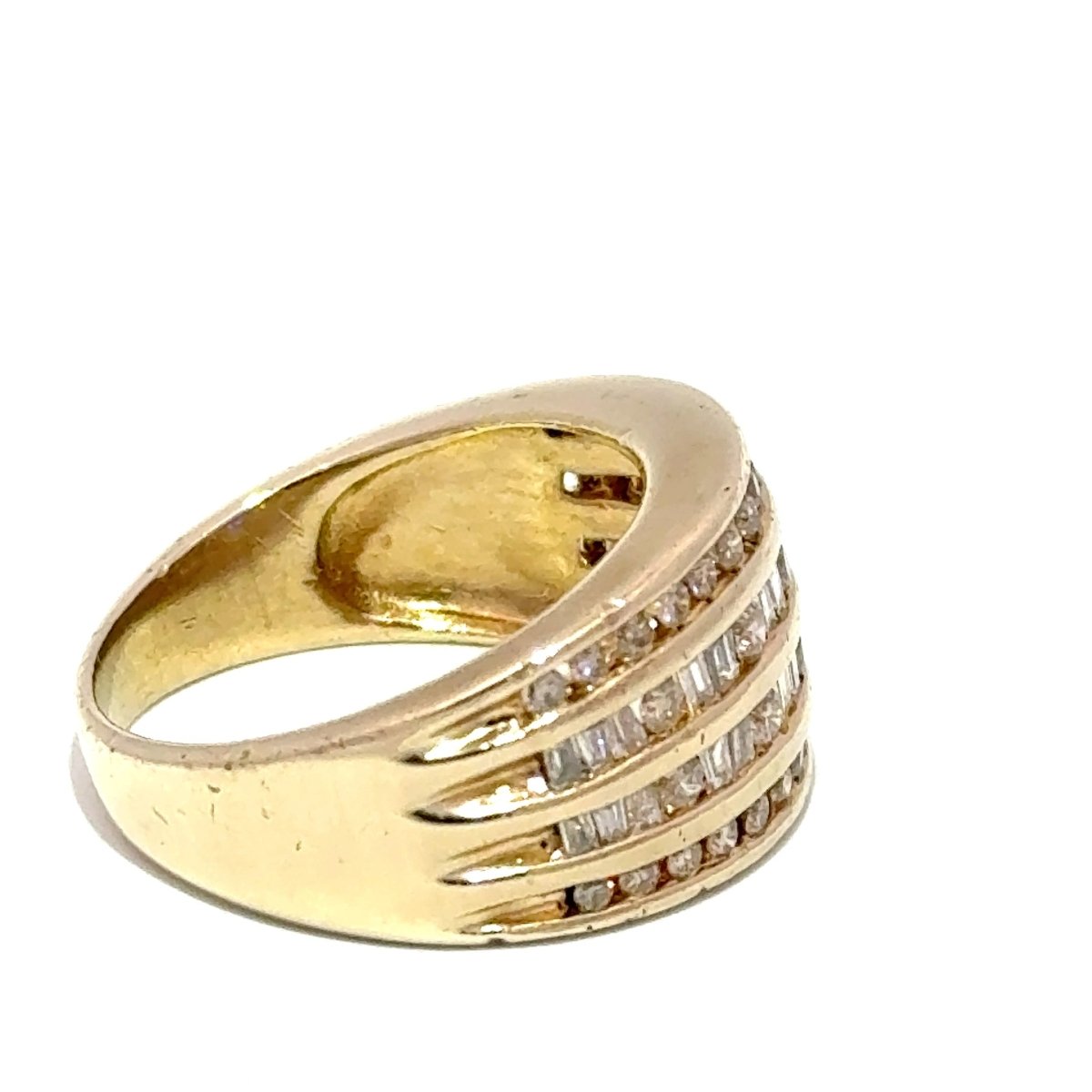 9ct Yellow Gold Multi - Row Round and Baguette Diamond Band - Mega Cash Sydney