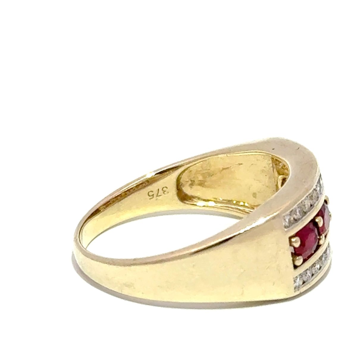9ct Yellow Gold Multi-Row Ruby and Diamond Band Ring - Mega Cash Sydney