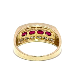 9ct Yellow Gold Multi-Row Ruby and Diamond Band Ring - Mega Cash Sydney