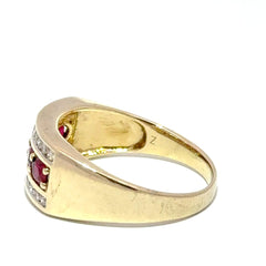 9ct Yellow Gold Multi-Row Ruby and Diamond Band Ring - Mega Cash Sydney