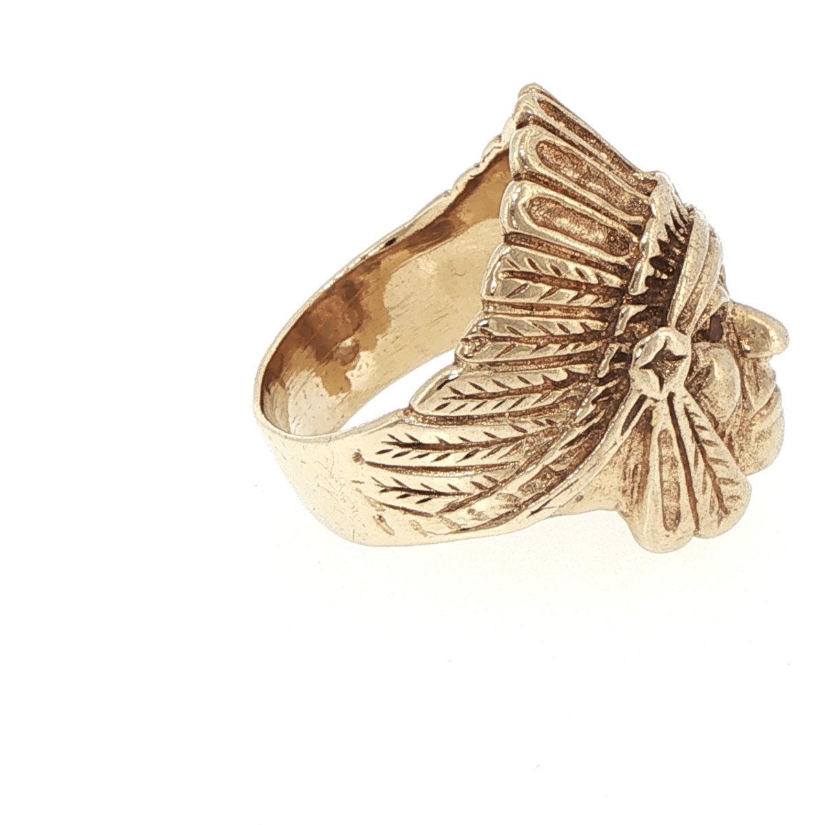 9ct Yellow Gold Native American Chief Signet Ring - Mega Cash Sydney