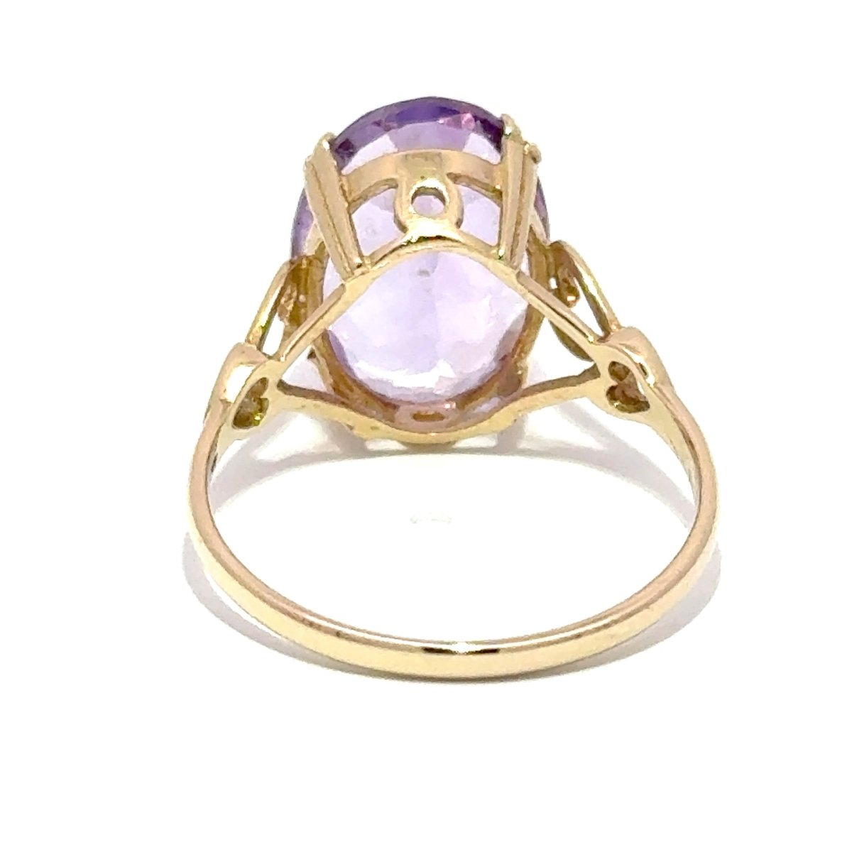 9ct Yellow Gold Oval Amethyst Solitaire Ring with Heart Accents - Mega Cash Sydney