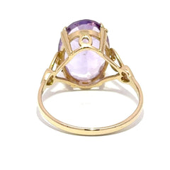 9ct Yellow Gold Oval Amethyst Solitaire Ring with Heart Accents - Mega Cash Sydney