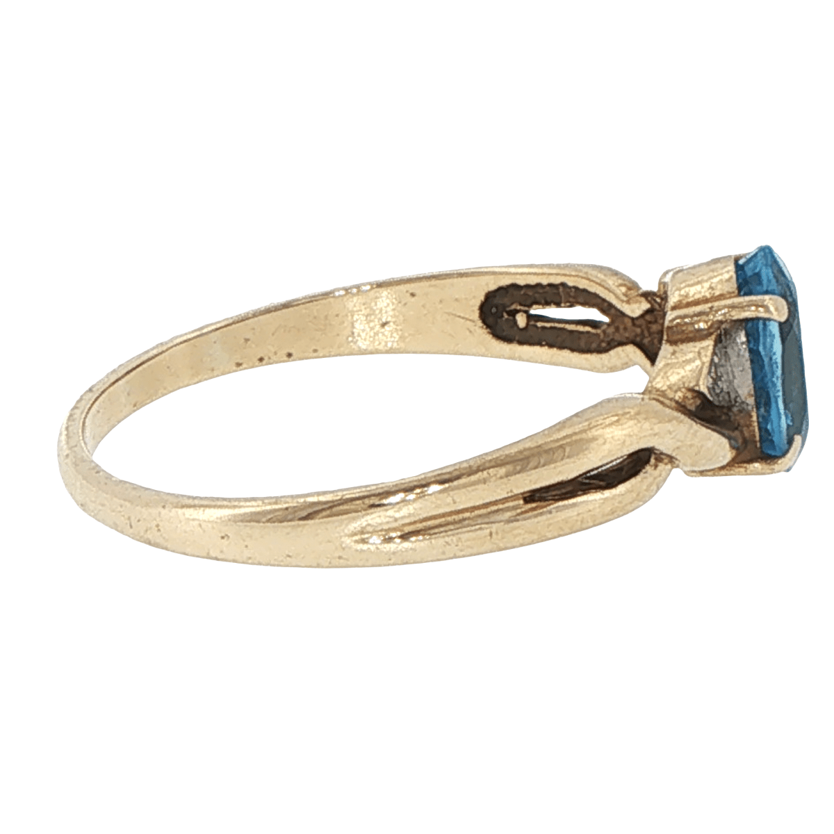 9ct Yellow Gold Oval Blue Topaz Twisted Band Ring - Mega Cash Sydney