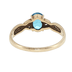 9ct Yellow Gold Oval Blue Topaz Twisted Band Ring - Mega Cash Sydney