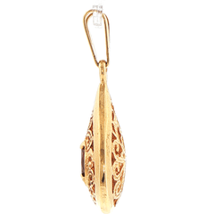 9ct Yellow Gold Oval Filigree Teardrop Pendant - Mega Cash Sydney