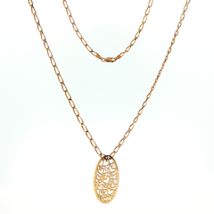 9ct Yellow Gold Oval Pendant Necklace with Heart Motif - Mega Cash Sydney