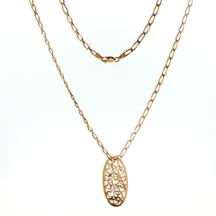 9ct Yellow Gold Oval Pendant Necklace with Heart Motif - Mega Cash Sydney