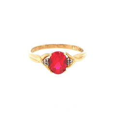 9ct Yellow Gold Oval Red Multistone Ring - Mega Cash Sydney