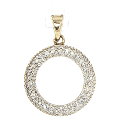 9ct Yellow Gold Pavé Diamond Circle Pendant - Mega Cash Sydney