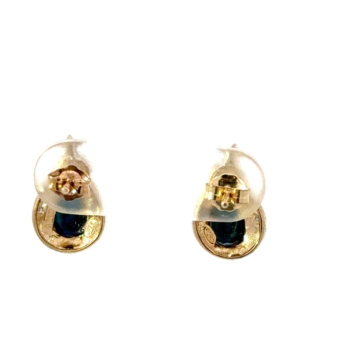 9ct Yellow Gold Pear-Shaped Deep Blue Sapphire Stud Earrings - Mega Cash Sydney