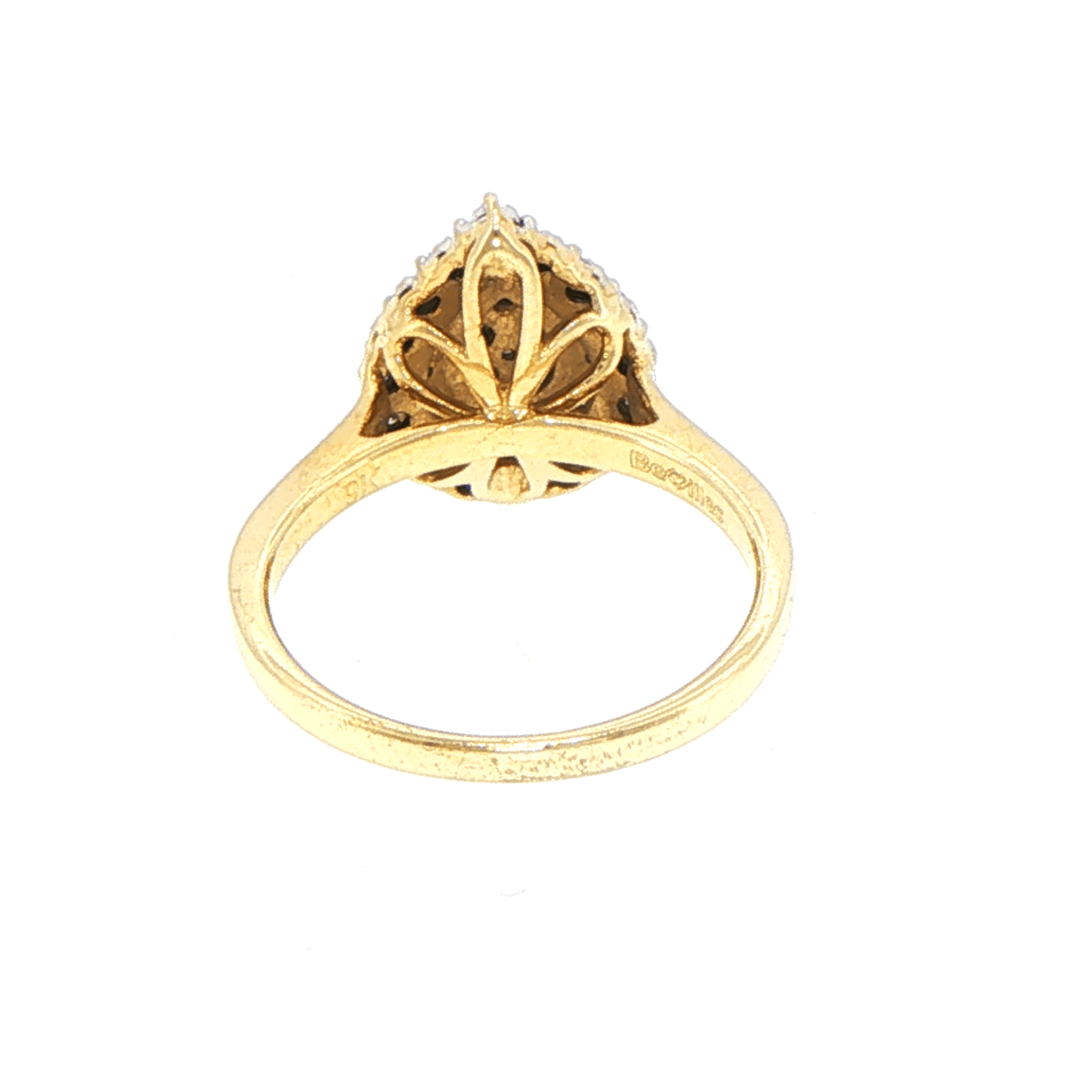 9ct Yellow Gold Pear-Shaped Diamond Cluster Halo Ring - Mega Cash Sydney