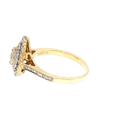 9ct Yellow Gold Pear-Shaped Diamond Cluster Halo Ring - Mega Cash Sydney