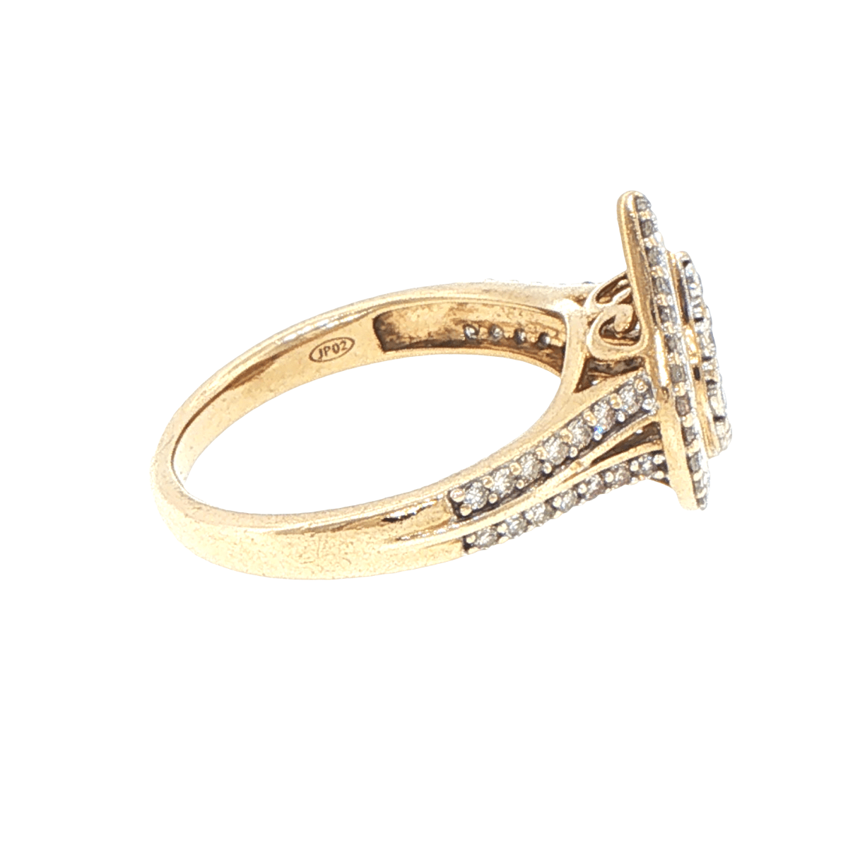 9ct Yellow Gold Pear Shaped Diamond Cluster Halo Ring - Mega Cash Sydney