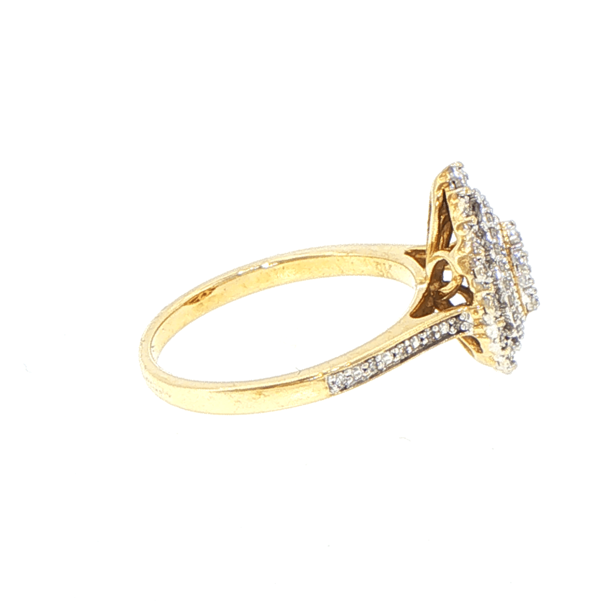 9ct Yellow Gold Pear-Shaped Diamond Cluster Halo Ring - Mega Cash Sydney
