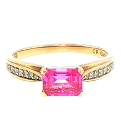 9ct Yellow Gold Pink Stone Diamond Ring - Mega Cash Sydney