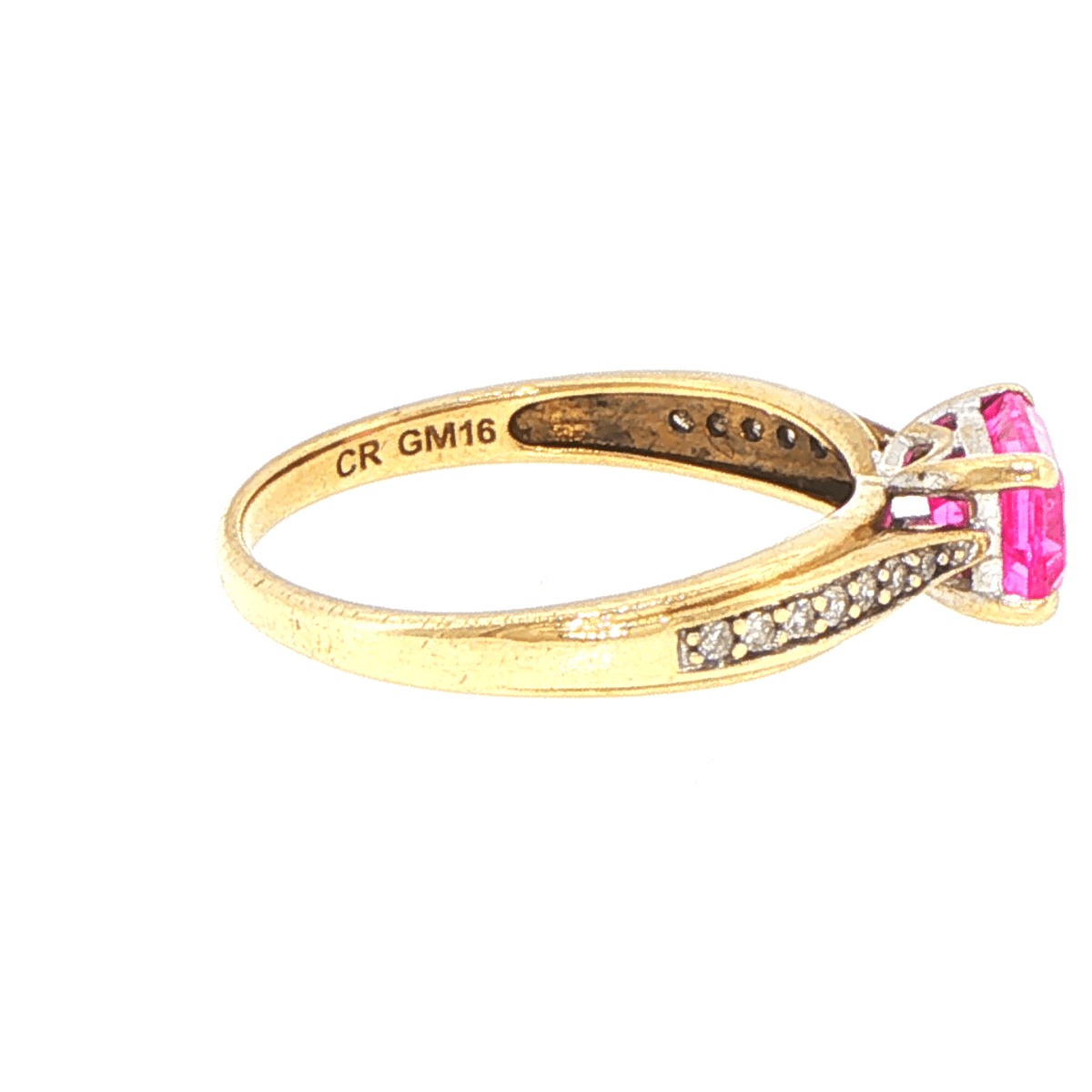 9ct Yellow Gold Pink Stone Diamond Ring - Mega Cash Sydney