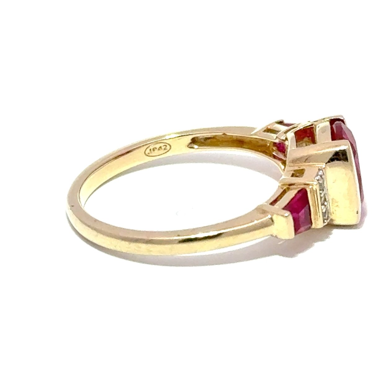 9ct Yellow Gold Pinkish-Red Ruby and Diamond Accent Multistone Ring - Mega Cash Sydney