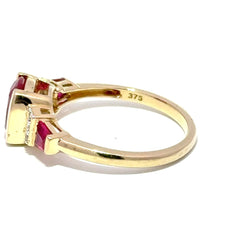 9ct Yellow Gold Pinkish-Red Ruby and Diamond Accent Multistone Ring - Mega Cash Sydney