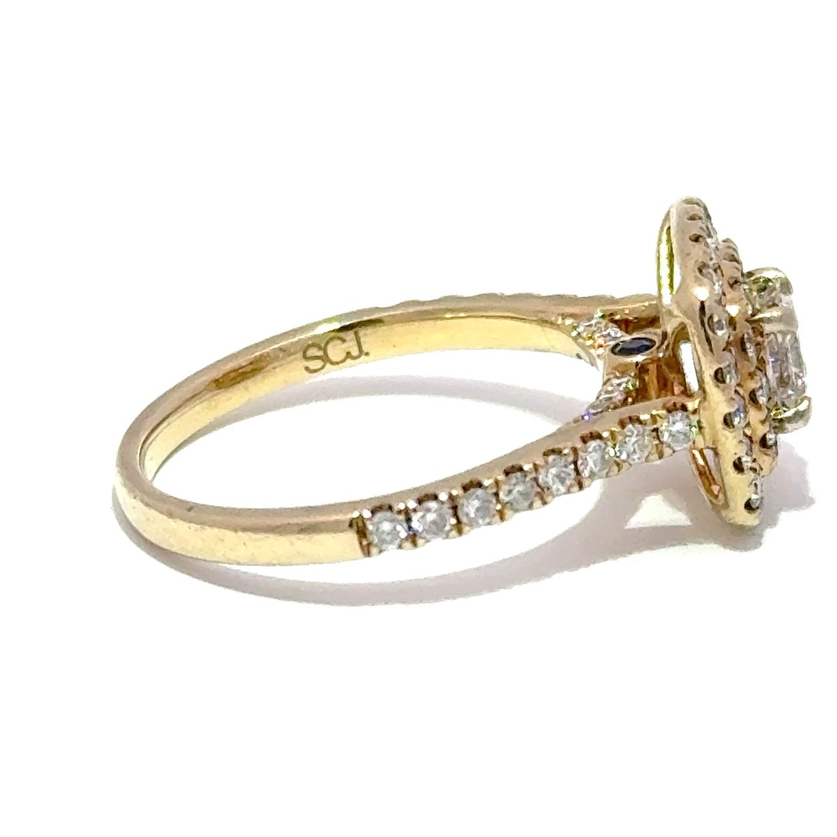 9ct Yellow Gold Princess Cut Diamond Double Halo Engagement Ring - Mega Cash Sydney