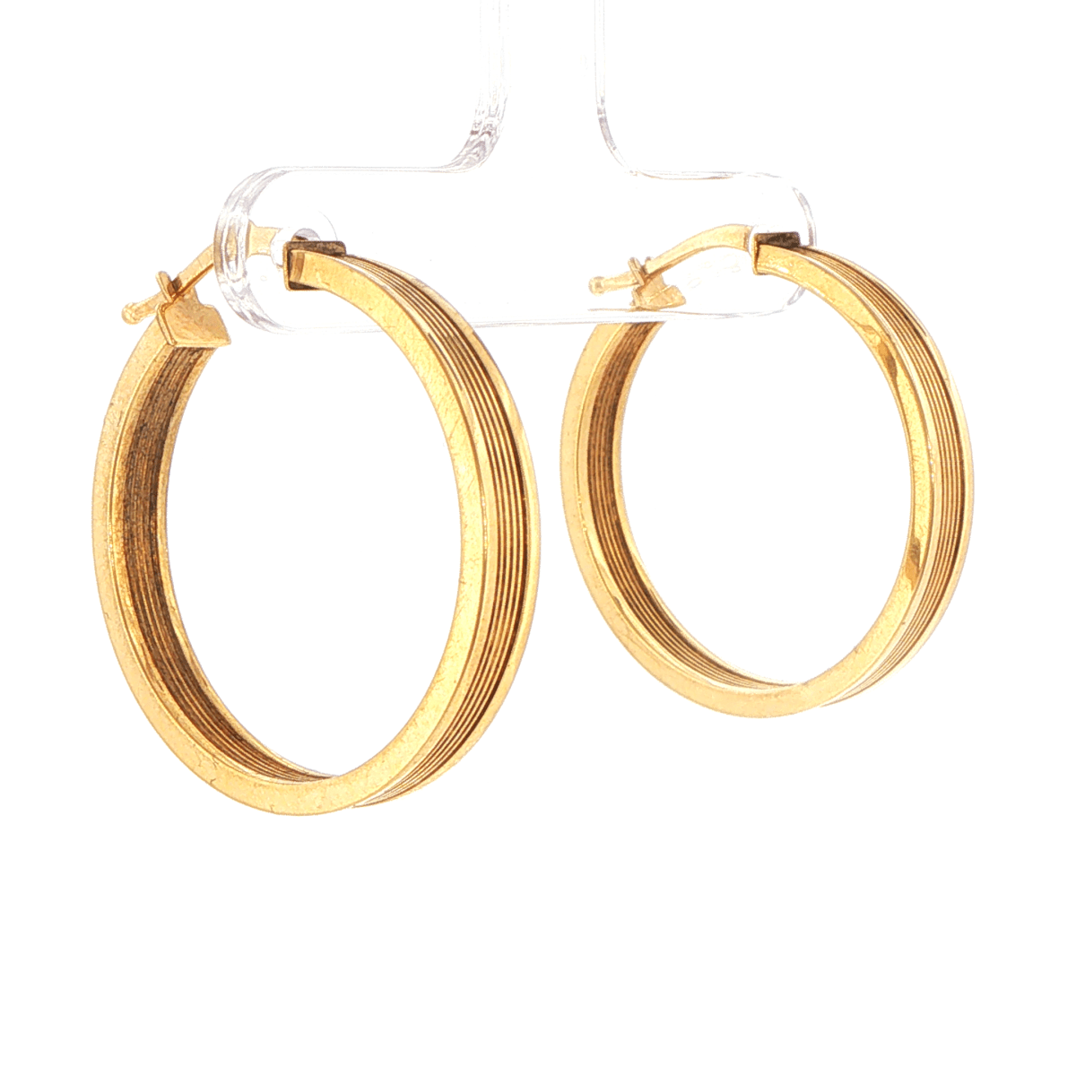 9ct Yellow Gold Ribbed Wide Hoop Earrings - Mega Cash Sydney