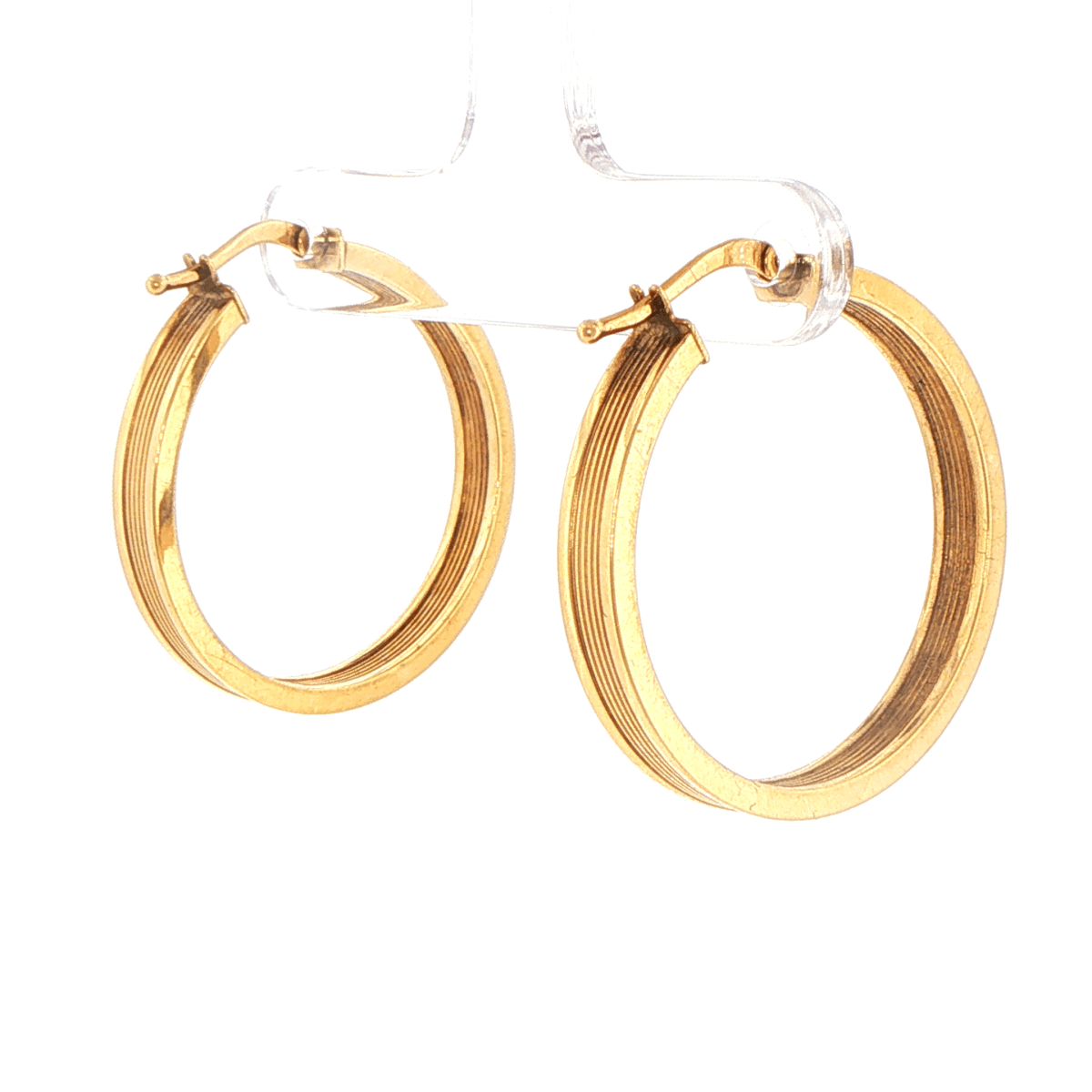 9ct Yellow Gold Ribbed Wide Hoop Earrings - Mega Cash Sydney
