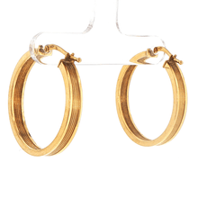 9ct Yellow Gold Ribbed Wide Hoop Earrings - Mega Cash Sydney