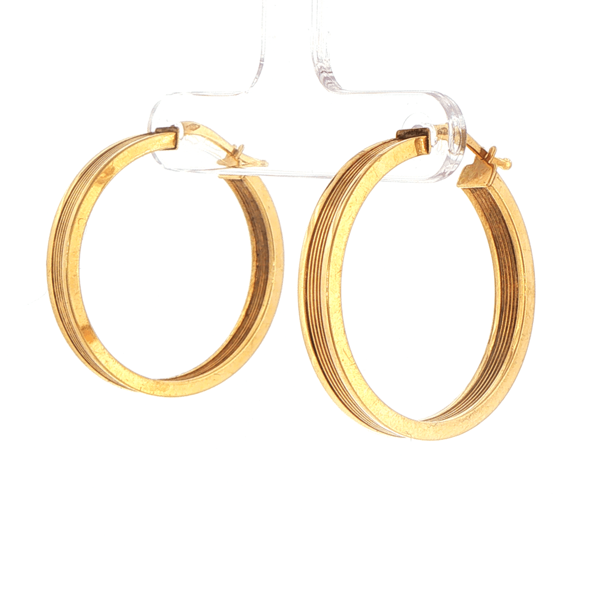9ct Yellow Gold Ribbed Wide Hoop Earrings - Mega Cash Sydney