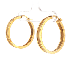 9ct Yellow Gold Ribbed Wide Hoop Earrings - Mega Cash Sydney