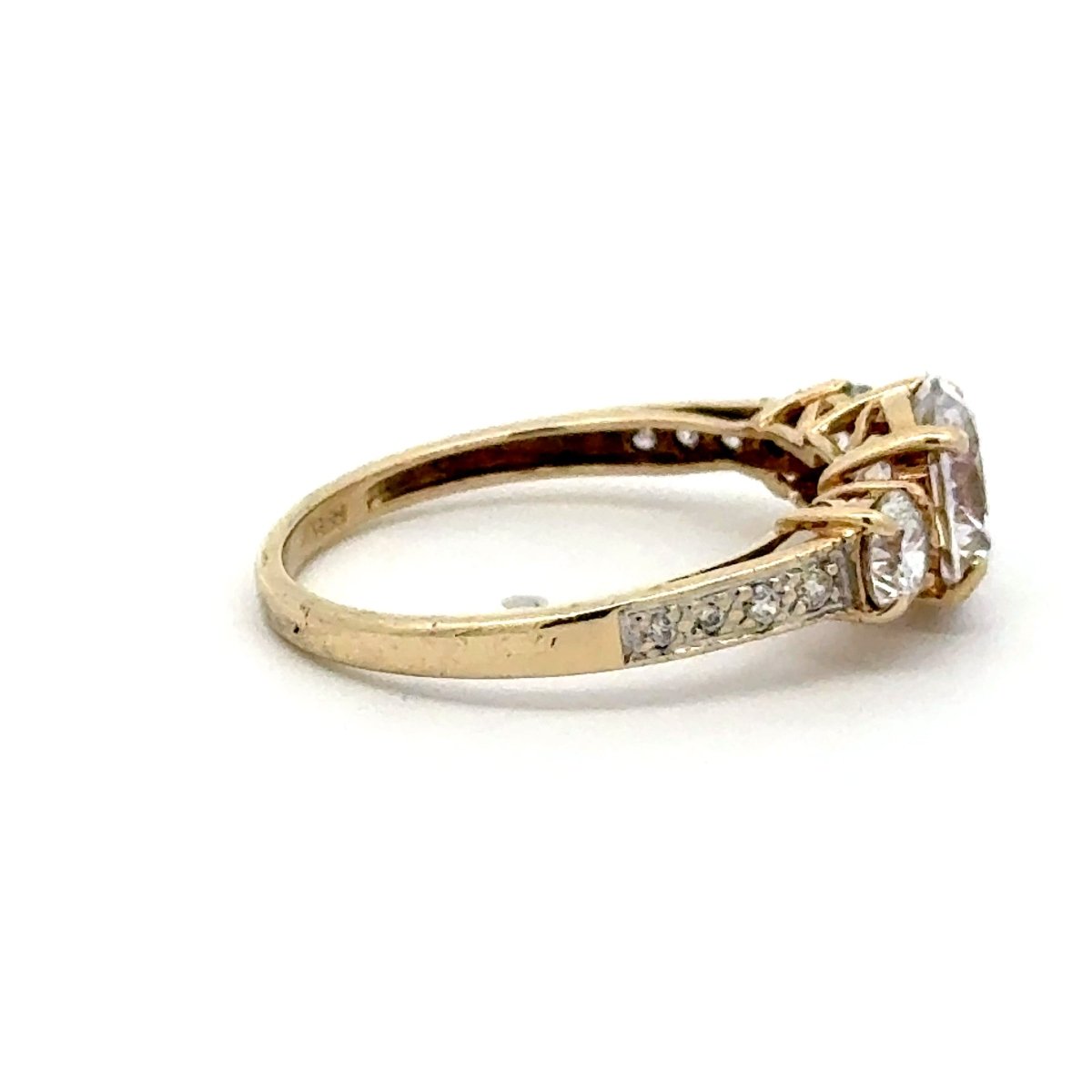 9ct Yellow Gold Round Cubic Zirconia Three-Stone Ring - Mega Cash Sydney