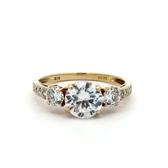 9ct Yellow Gold Round Cubic Zirconia Three-Stone Ring - Mega Cash Sydney