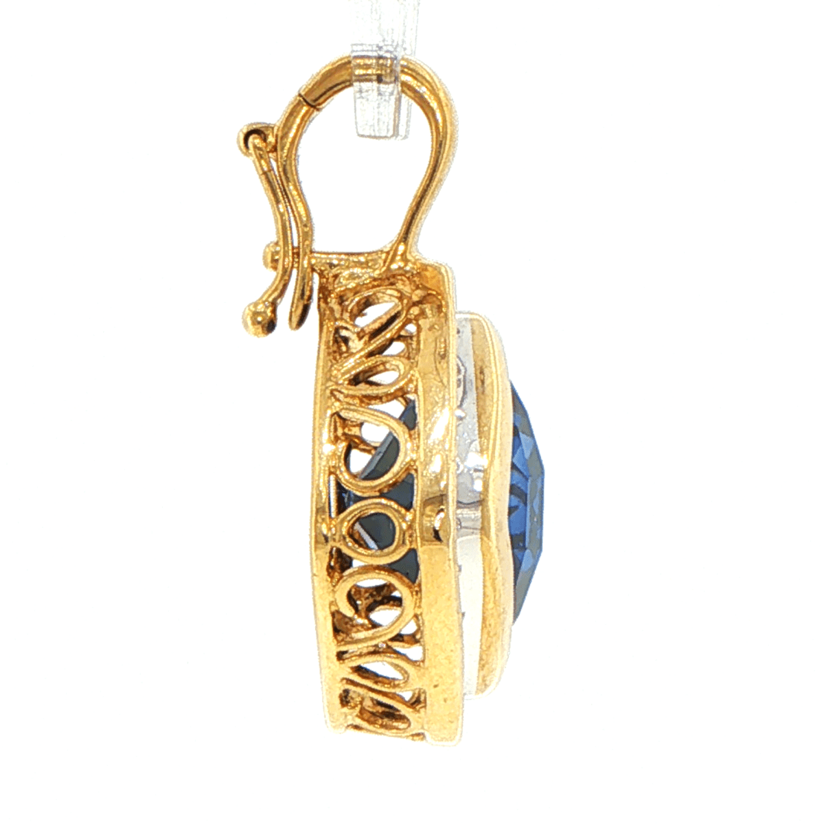 9ct Yellow Gold Royal Blue Sapphire and Diamond Halo Pendant - Mega Cash Sydney