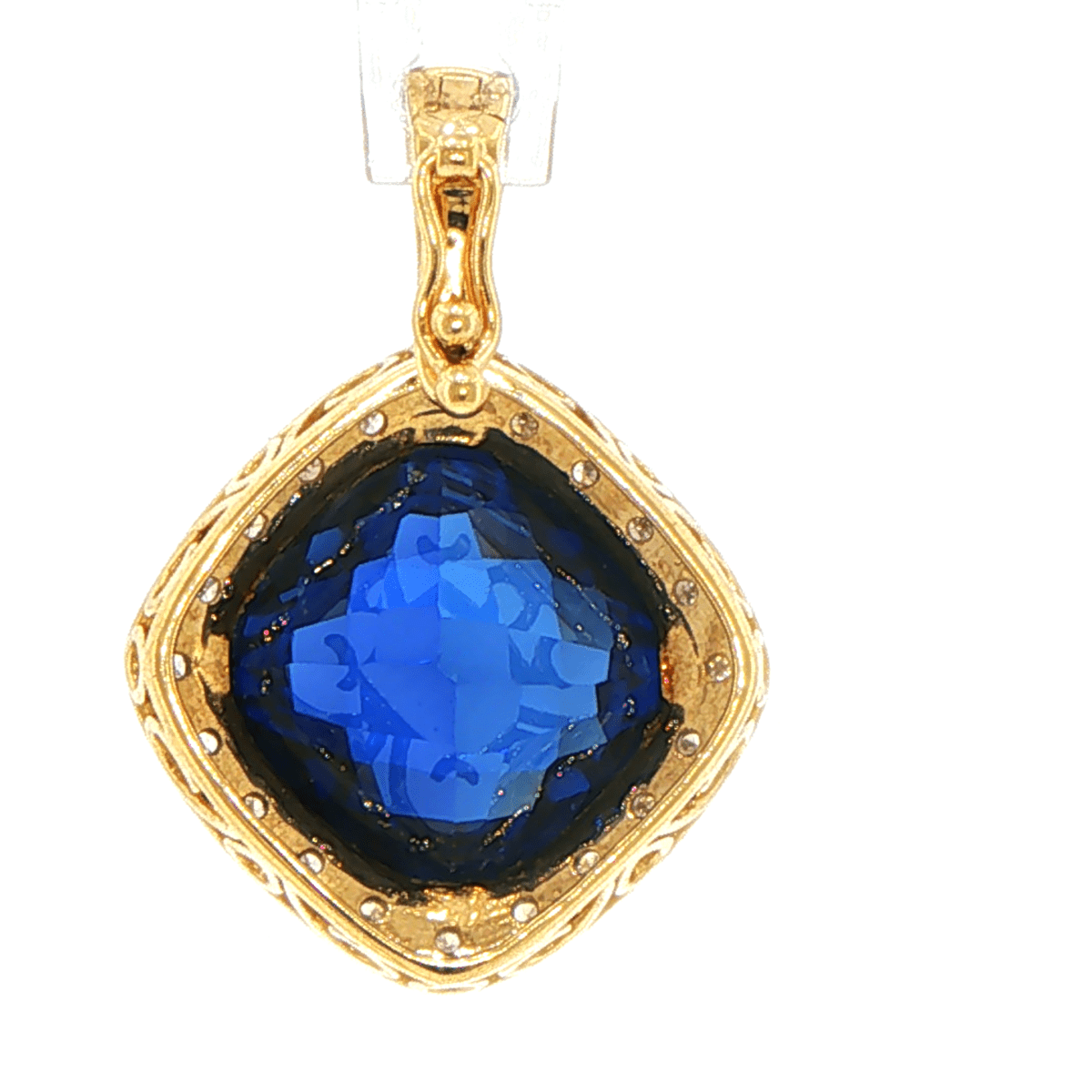 9ct Yellow Gold Royal Blue Sapphire Halo Pendant - Mega Cash Sydney