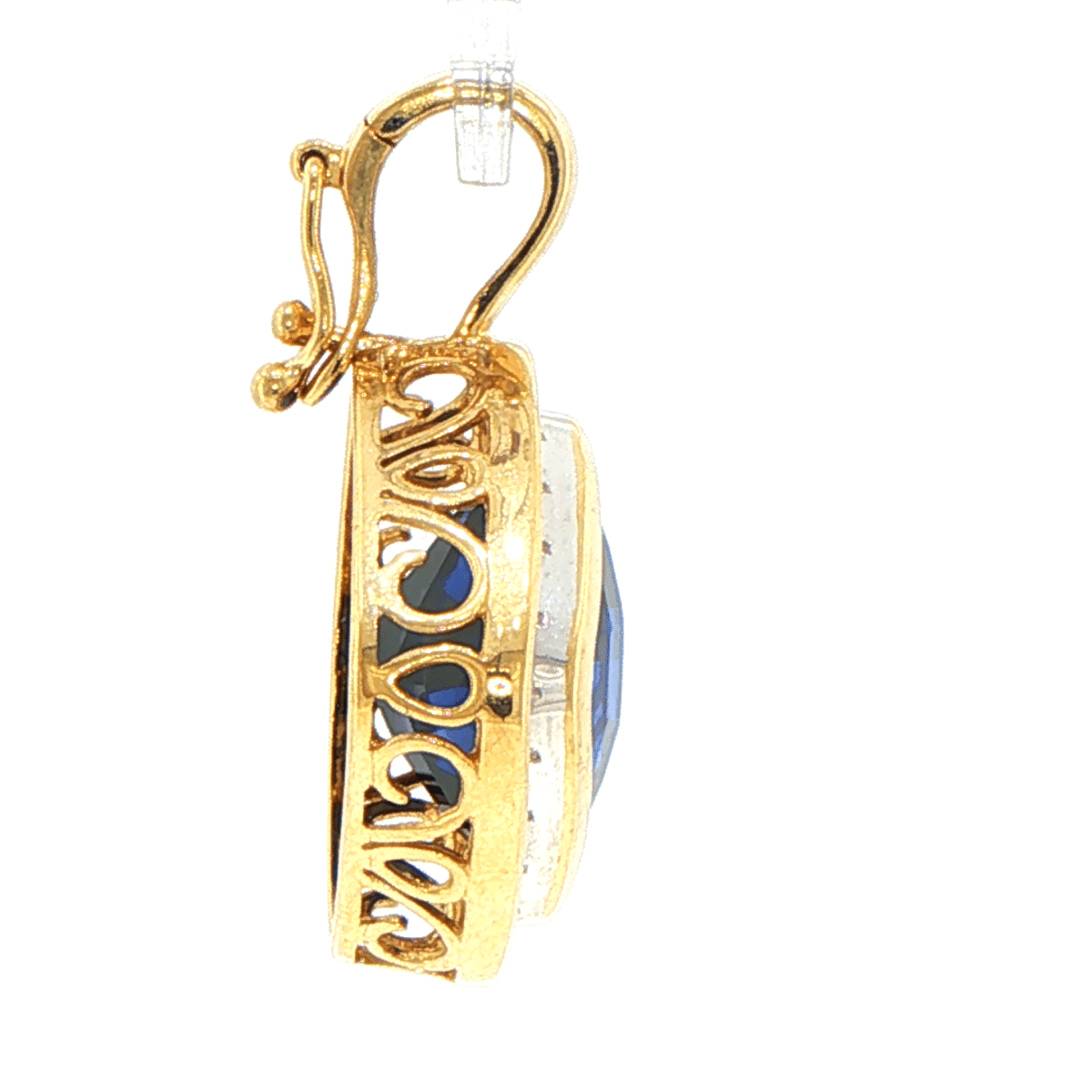 9ct Yellow Gold Royal Blue Sapphire Halo Pendant - Mega Cash Sydney