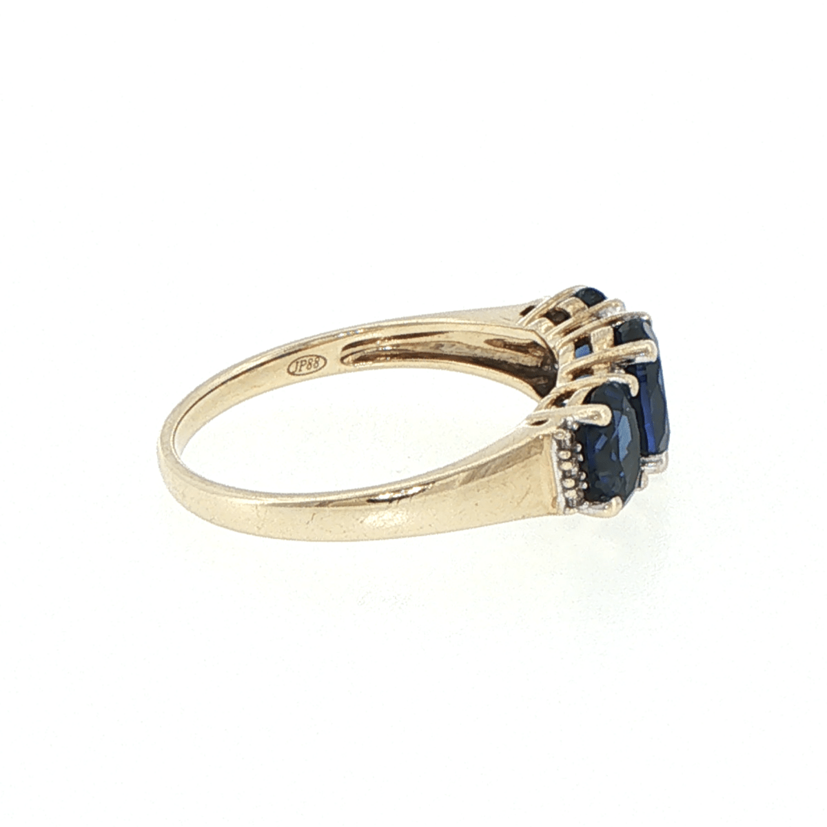 9ct Yellow Gold Royal Blue Three-Stone and Diamond Ring - Mega Cash Sydney
