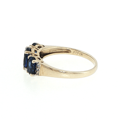9ct Yellow Gold Royal Blue Three-Stone and Diamond Ring - Mega Cash Sydney