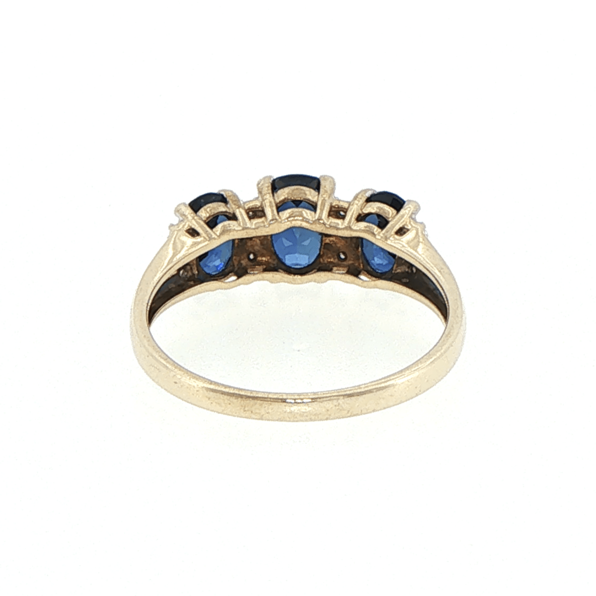 9ct Yellow Gold Royal Blue Three-Stone and Diamond Ring - Mega Cash Sydney