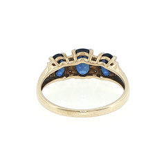 9ct Yellow Gold Royal Blue Three-Stone and Diamond Ring - Mega Cash Sydney