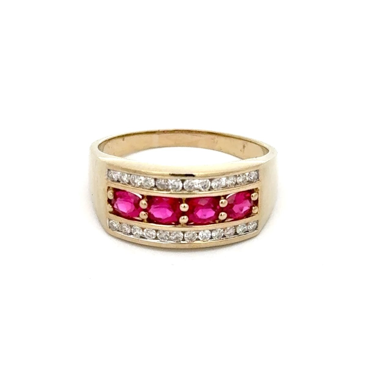 9ct Yellow Gold Ruby Multistone Ring with White Accents - Mega Cash Sydney